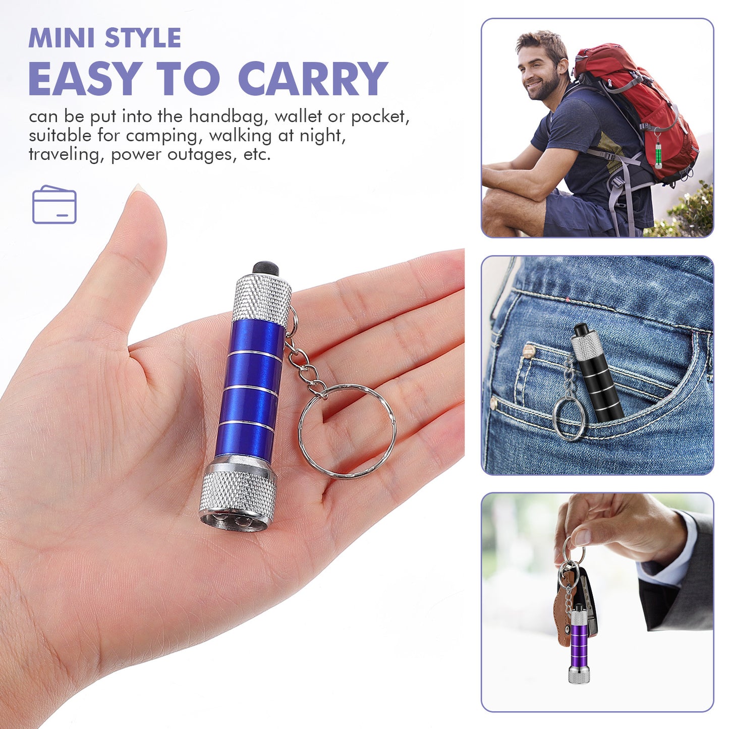 Mini Keychain Flashlight – Portable LED Torch (Aluminum, US Warehouse)